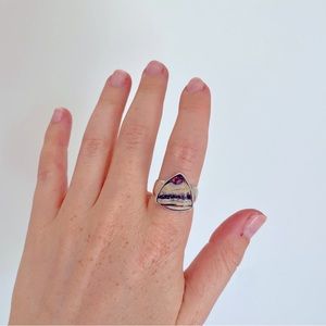 🌈 Triangular Alaskan RAINBOW JASPER Ring, Set in Sterling‎ Silver